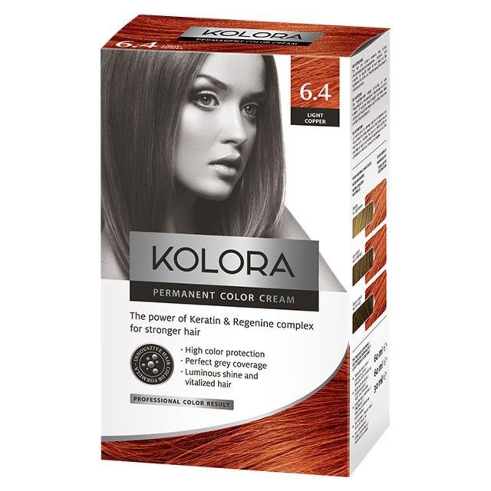Kolora, Permanent Hair Color, 6.4 Light Copper/ 2pack